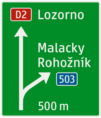 Smerová predzvesť na diaľnici